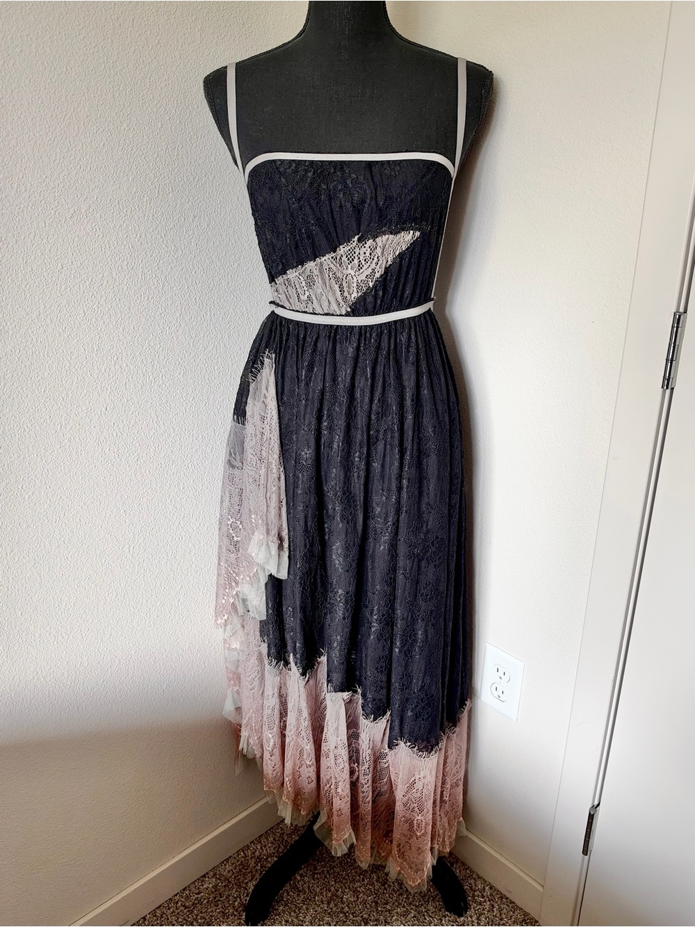 RARE EXC • Free People Intimately Sheer Lace Cut Out Slip Dress •